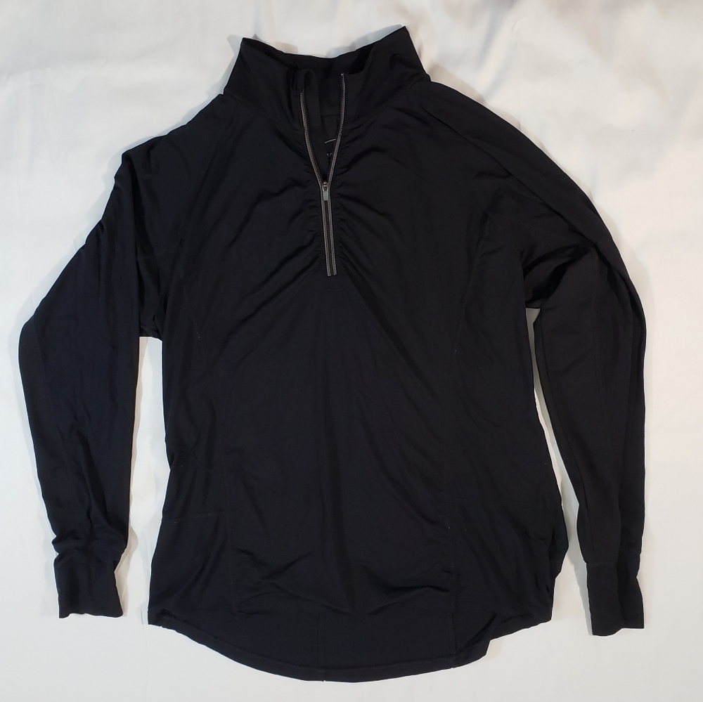 Tangerine Black Pull-Over Running Jacket Size 2X Pocket on Back